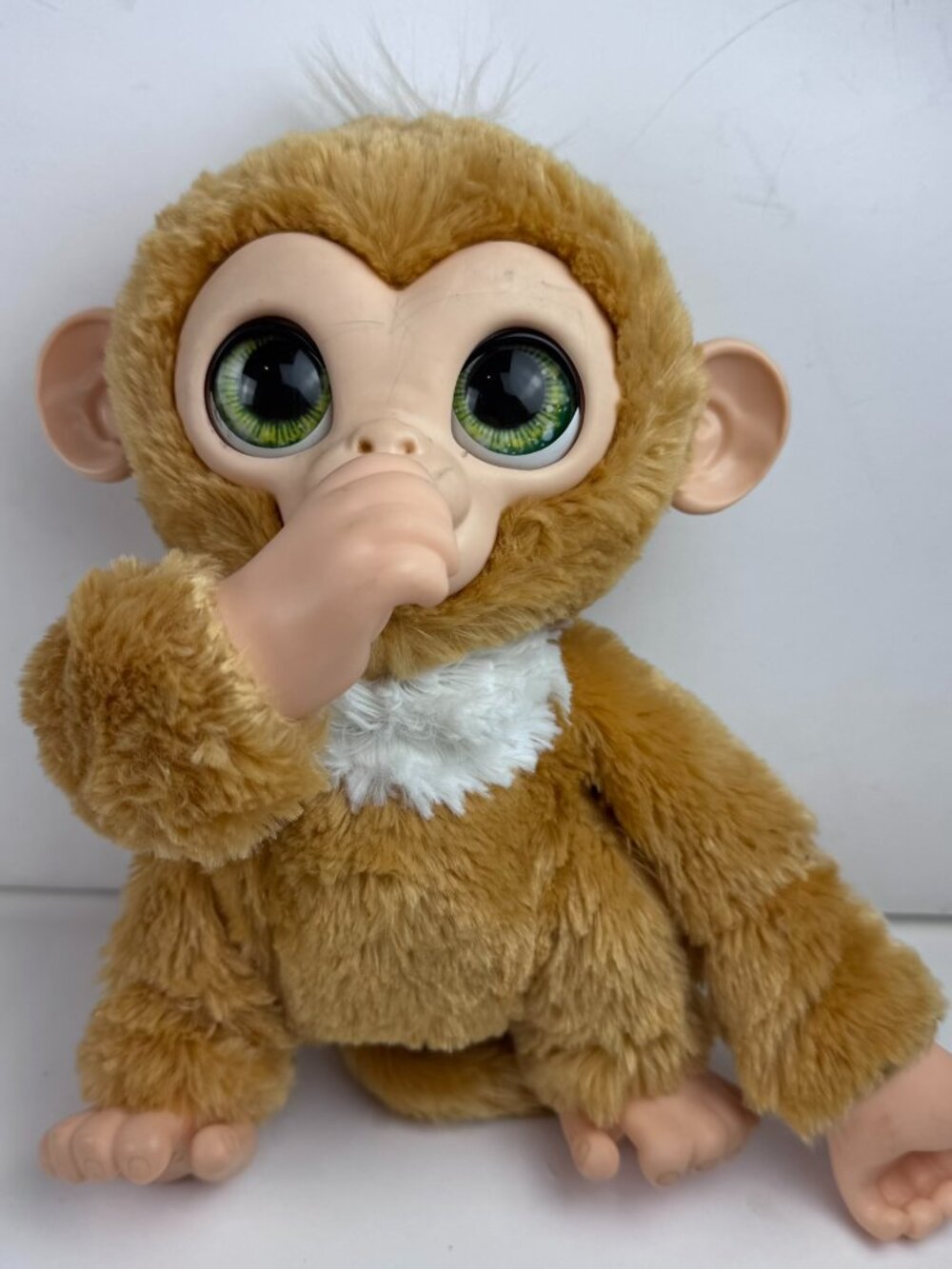 FurReal Friends Hasbro Baby Monkey Brown Plush E0367 Thumb Sucking 8"